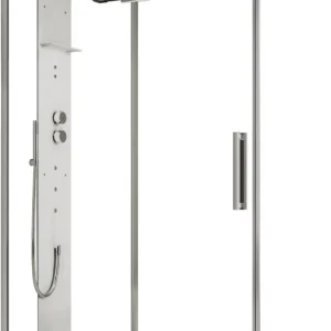 Achetez Aujourd'hui Douche à vapeur Ronal Mimesi Argent brillant Panneau avant Hardlite blanc mat avec tablette